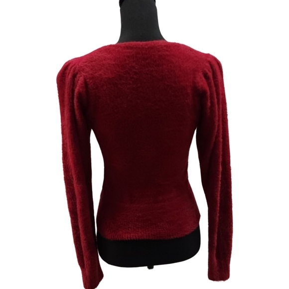 ASTR The Label Fuzzy Square Neck Long Sleeve Cropped Pullover Sweater New XS - Picture 9 of 13